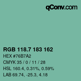 カラーコード: RGB 118.7 183 162 | qconv.com