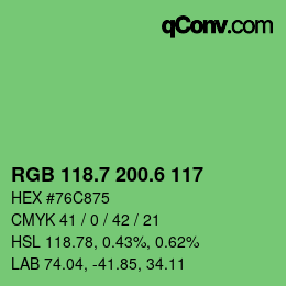 カラーコード: RGB 118.7 200.6 117 | qconv.com