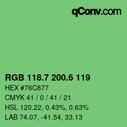 カラーコード: RGB 118.7 200.6 119 | qconv.com