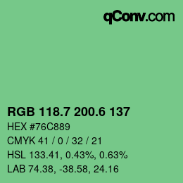 カラーコード: RGB 118.7 200.6 137 | qconv.com