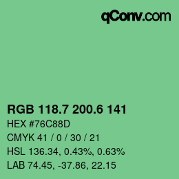 カラーコード: RGB 118.7 200.6 141 | qconv.com
