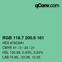 カラーコード: RGB 118.7 200.6 161 | qconv.com