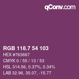 カラーコード: RGB 118.7 54 103 | qconv.com