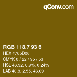 カラーコード: RGB 118.7 93 6 | qconv.com