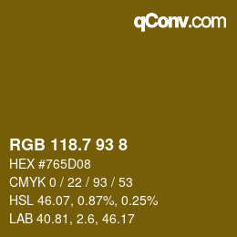 カラーコード: RGB 118.7 93 8 | qconv.com