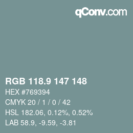 カラーコード: RGB 118.9 147 148 | qconv.com