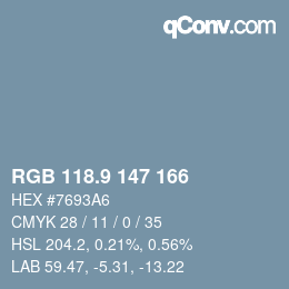 Color code: RGB 118.9 147 166 | qconv.com
