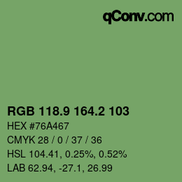 カラーコード: RGB 118.9 164.2 103 | qconv.com