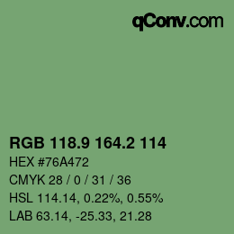 カラーコード: RGB 118.9 164.2 114 | qconv.com