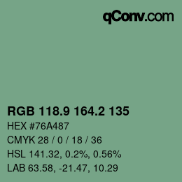 Color code: RGB 118.9 164.2 135 | qconv.com