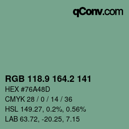 カラーコード: RGB 118.9 164.2 141 | qconv.com