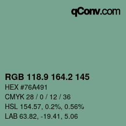 Color code: RGB 118.9 164.2 145 | qconv.com