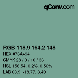 Color code: RGB 118.9 164.2 148 | qconv.com
