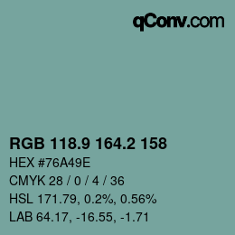 Color code: RGB 118.9 164.2 158 | qconv.com