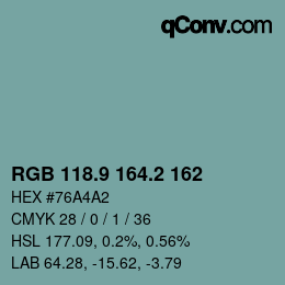 カラーコード: RGB 118.9 164.2 162 | qconv.com