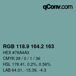 Color code: RGB 118.9 164.2 163 | qconv.com
