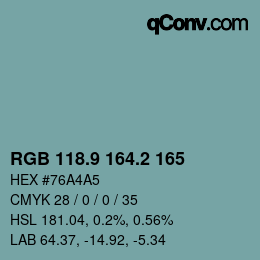Color code: RGB 118.9 164.2 165 | qconv.com