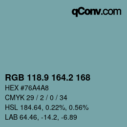 Color code: RGB 118.9 164.2 168 | qconv.com