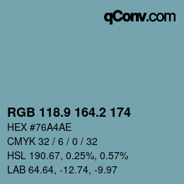Color code: RGB 118.9 164.2 174 | qconv.com