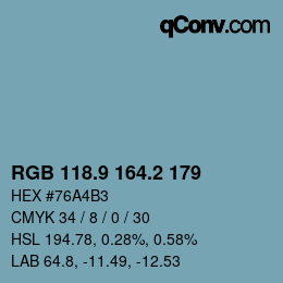 Color code: RGB 118.9 164.2 179 | qconv.com