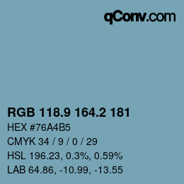 カラーコード: RGB 118.9 164.2 181 | qconv.com