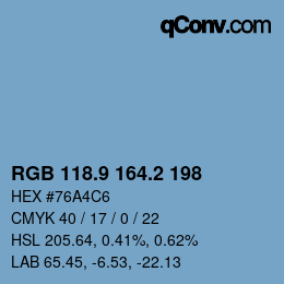 Color code: RGB 118.9 164.2 198 | qconv.com