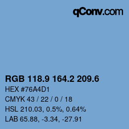 カラーコード: RGB 118.9 164.2 209.6 | qconv.com