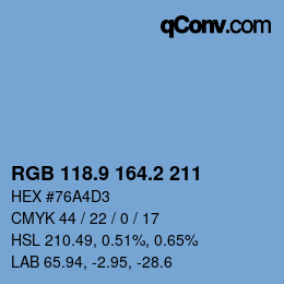 Color code: RGB 118.9 164.2 211 | qconv.com