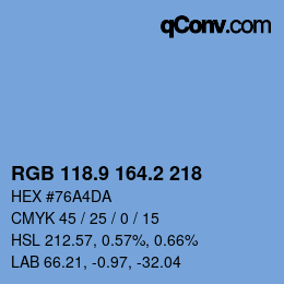 Color code: RGB 118.9 164.2 218 | qconv.com