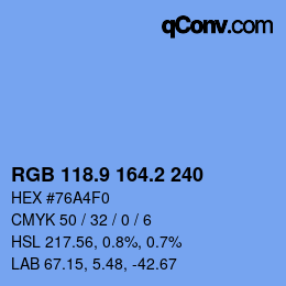 Color code: RGB 118.9 164.2 240 | qconv.com