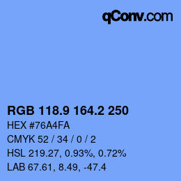 Color code: RGB 118.9 164.2 250 | qconv.com