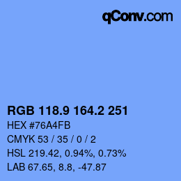 Color code: RGB 118.9 164.2 251 | qconv.com