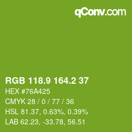 カラーコード: RGB 118.9 164.2 37 | qconv.com