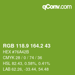 カラーコード: RGB 118.9 164.2 43 | qconv.com