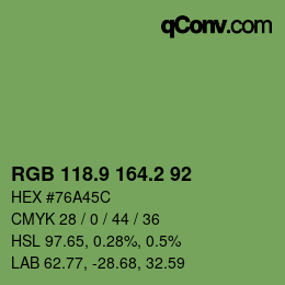 カラーコード: RGB 118.9 164.2 92 | qconv.com