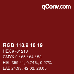 Color code: RGB 118.9 18 19 | qconv.com