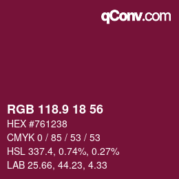 カラーコード: RGB 118.9 18 56 | qconv.com