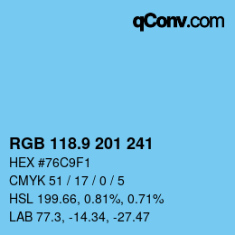 カラーコード: RGB 118.9 201 241 | qconv.com
