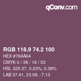 カラーコード: RGB 118.9 74.2 100 | qconv.com