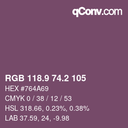 カラーコード: RGB 118.9 74.2 105 | qconv.com