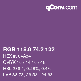 Color code: RGB 118.9 74.2 132 | qconv.com