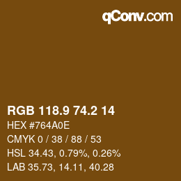 Color code: RGB 118.9 74.2 14 | qconv.com