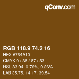 Color code: RGB 118.9 74.2 16 | qconv.com