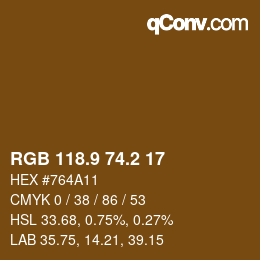 Color code: RGB 118.9 74.2 17 | qconv.com