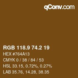 Color code: RGB 118.9 74.2 19 | qconv.com
