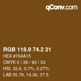 カラーコード: RGB 118.9 74.2 21 | qconv.com
