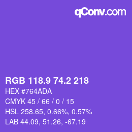 カラーコード: RGB 118.9 74.2 218 | qconv.com