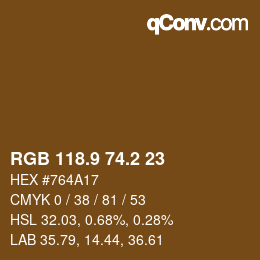 Color code: RGB 118.9 74.2 23 | qconv.com
