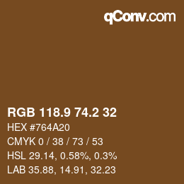 Color code: RGB 118.9 74.2 32 | qconv.com