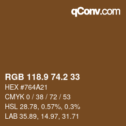 Color code: RGB 118.9 74.2 33 | qconv.com